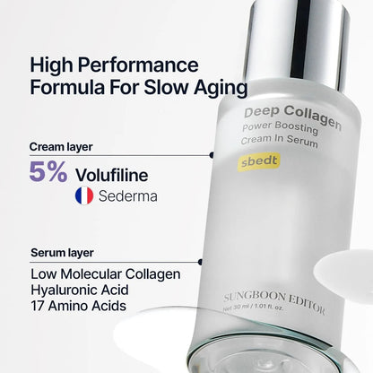 [SUNGBOON]  Deep Collagen Serum, 5% Volufiline + 58% Low Molecular Collagen + 2% Niacinamide, Hydrating & Smoothing Face Serum, Korean Skincare, 1.01 fl oz,Moisturizing & Soothing Serum mothers day gift ideas